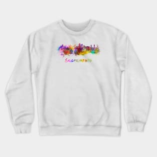 Sacramento skyline in watercolor Crewneck Sweatshirt